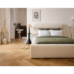 Sunset - lit coffre - 140x190 cm - sommier inclus - en fausse fourrure - beige
