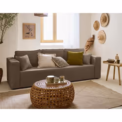 Topaze - canapé 3 places - convertible avec coffre - en tissu velours relief