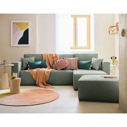 Topaze - canapé d'angle réversible - 4 places - convertible avec coffre - en tissu velours relief