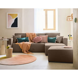 Topaze - canapé d'angle réversible - 4 places - convertible avec coffre - en tissu velours relief