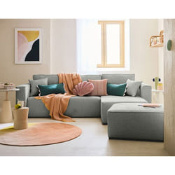 Topaze - canapé d'angle réversible - 4 places - convertible avec coffre - en tissu velours relief