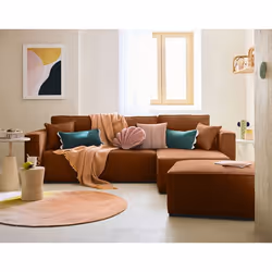 Topaze - canapé d'angle réversible - 4 places - convertible avec coffre - en tissu velours relief