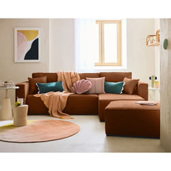 Topaze - canapé d'angle réversible - 4 places - convertible avec coffre - en tissu velours relief