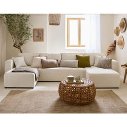 Topaze - canapé panoramique en u - 7 places - convertible avec coffre - en tissu velours relief