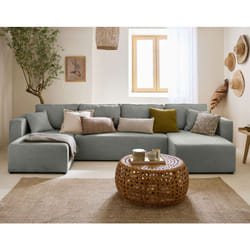Topaze - canapé panoramique en u - 7 places - convertible avec coffre - en tissu velours relief