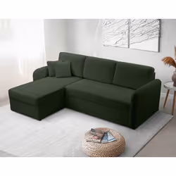 Pocatello - canapé d'angle réversible 4 places - convertible avec coffre - en tissu bouclette