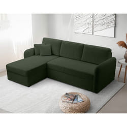 Pocatello - canapé d'angle réversible 4 places - convertible avec coffre - en tissu bouclette
