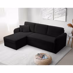 Pocatello - canapé d'angle réversible 4 places - convertible avec coffre - en tissu bouclette