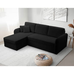 Pocatello - canapé d'angle réversible 4 places - convertible avec coffre - en tissu bouclette