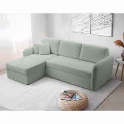 Pocatello - canapé d'angle réversible 4 places - convertible avec coffre - en tissu bouclette
