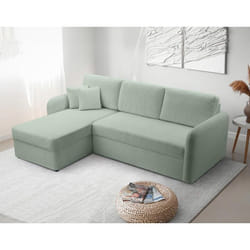Pocatello - canapé d'angle réversible 4 places - convertible avec coffre - en tissu bouclette