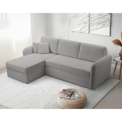 Pocatello - canapé d'angle réversible 4 places - convertible avec coffre - en tissu bouclette