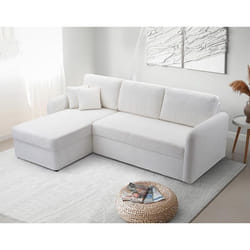 Pocatello - canapé d'angle réversible 4 places - convertible avec coffre - en tissu bouclette