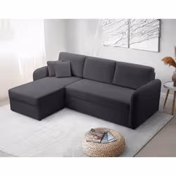 Pocatello - canapé d'angle réversible 4 places - convertible avec coffre - en tissu bouclette