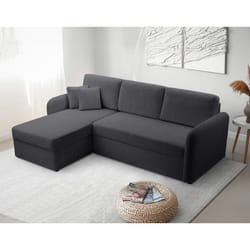 Pocatello - canapé d'angle réversible 4 places - convertible avec coffre - en tissu bouclette