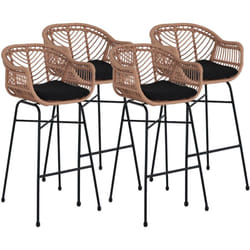 Rosano - lot de 4 tabourets - effet rotin - bois et noir