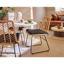 Forenza - lot de 4 chaises - effet rotin - bois et noir