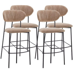 Rosita - lot de 4 tabourets de bar - en tissu - beige