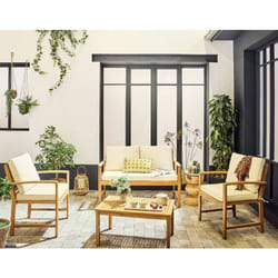 Bestmobilier - Kaili – salon de jardin en bois massif d'acacia - 4 places – coussins beige - bois / beige