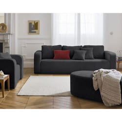 Miro - canapé droit 3 places - convertible avec coffre - en velours texturé