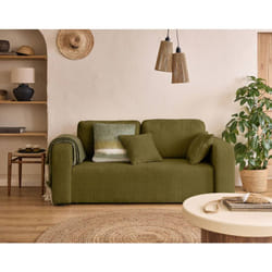 Miro - canapé droit 2 places - en velours texturé - vert olive