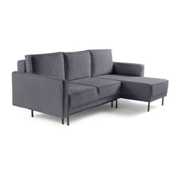 Charlie - canapé d'angle réversible 4 places - convertible avec coffre - en tissu