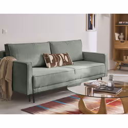 Charlie - canapé droit 3 places - convertible avec coffre - en tissu velours relief