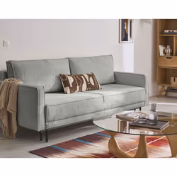 Charlie - canapé droit 3 places - convertible avec coffre - en tissu velours relief