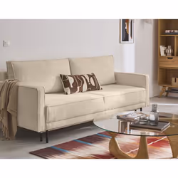 Charlie - canapé droit 3 places - convertible avec coffre - en tissu velours relief