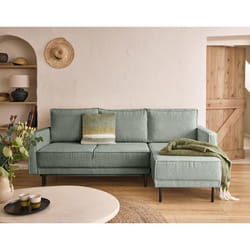 Charlie - canapé d'angle réversible 4 places - convertible avec coffre - en tissu velours relief