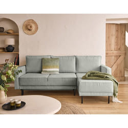 Charlie - canapé d'angle réversible 4 places - convertible avec coffre - en tissu velours relief