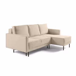 Charlie - canapé d'angle réversible 4 places - convertible avec coffre - en tissu velours relief