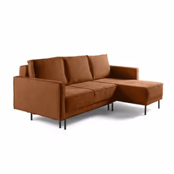 Charlie - canapé d'angle réversible 4 places - convertible avec coffre - en tissu velours relief