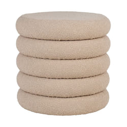 Lisa Design - Marely - pouf - en tissu bouclette - beige