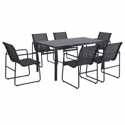 Murillo - ensemble table et chaises de jardin - 6 personnes - noir et gris