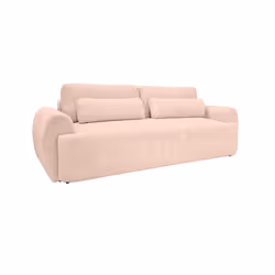Mahina - canapé droit 3 places - convertible avec coffre - en tissu bouclette - Rose