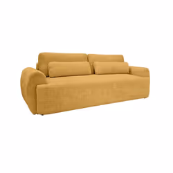 Mahina - canapé droit 3 places - convertible avec coffre - en tissu bouclette - Jaune