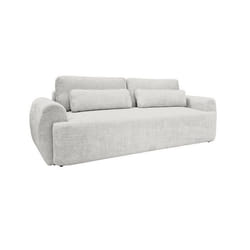 Mahina - canapé droit 3 places - convertible avec coffre - en tissu bouclette - Gris clair
