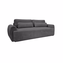 Mahina - canapé droit 3 places - convertible avec coffre - en tissu bouclette - Gris foncé