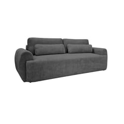 Mahina - canapé droit 3 places - convertible avec coffre - en tissu bouclette - Gris foncé