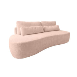Mahina - canapé droit 3 places sans accoudoirs - convertible avec coffre - en tissu bouclette - Rose