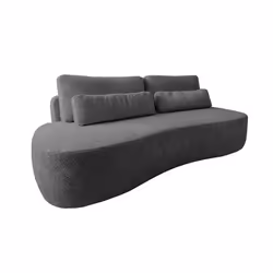 Mahina - canapé droit 3 places sans accoudoirs - convertible avec coffre - en tissu bouclette - Gris foncé