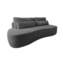 Mahina - canapé droit 3 places sans accoudoirs - convertible avec coffre - en tissu bouclette - Gris foncé