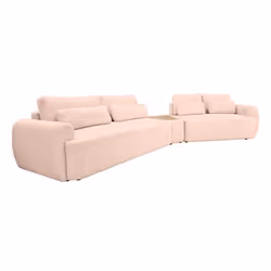 Mahina - canapé dangle droit - 5 places avec bout de canapé - convertible avec coffre - en tissu bouclette - Rose