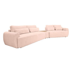 Mahina - canapé dangle droit - 5 places avec bout de canapé - convertible avec coffre - en tissu bouclette - Rose