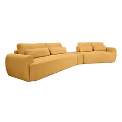 Mahina - canapé dangle droit - 5 places avec bout de canapé - convertible avec coffre - en tissu bouclette - Jaune