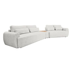Mahina - canapé dangle droit - 5 places avec bout de canapé - convertible avec coffre - en tissu bouclette - Gris clair