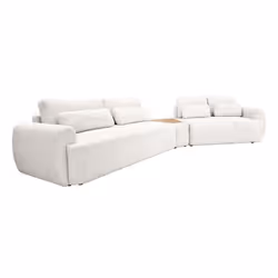 Mahina - canapé dangle droit - 5 places avec bout de canapé - convertible avec coffre - en tissu bouclette - Beige