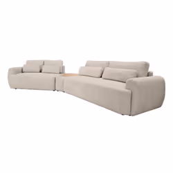 Mahina - canapé dangle gauche - 5 places avec bout de canapé - convertible avec coffre - en tissu bouclette - Taupe