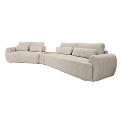 Mahina - canapé dangle gauche - 5 places avec bout de canapé - convertible avec coffre - en tissu bouclette - Taupe